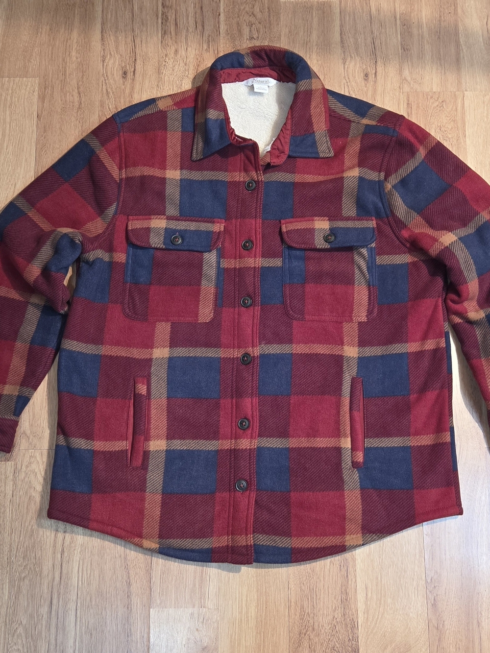 Natural Reflections Red, Navy & Tan Plaid Utility Jacket